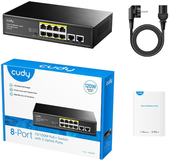 Cudy FS1010P v3 Unverwaltet L2 PoE+ Switch mit 8 Ports Ethernet