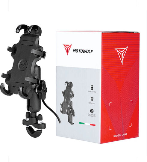 Motowolf Mdl2830 Βάση Κινητού Μοτοσυκλέτας με Ρυθμιζόμενο Βραχίονα για το Τιμόνι