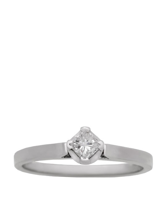 Savvas Design Einzelner Steinring aus Weißgold 18K
