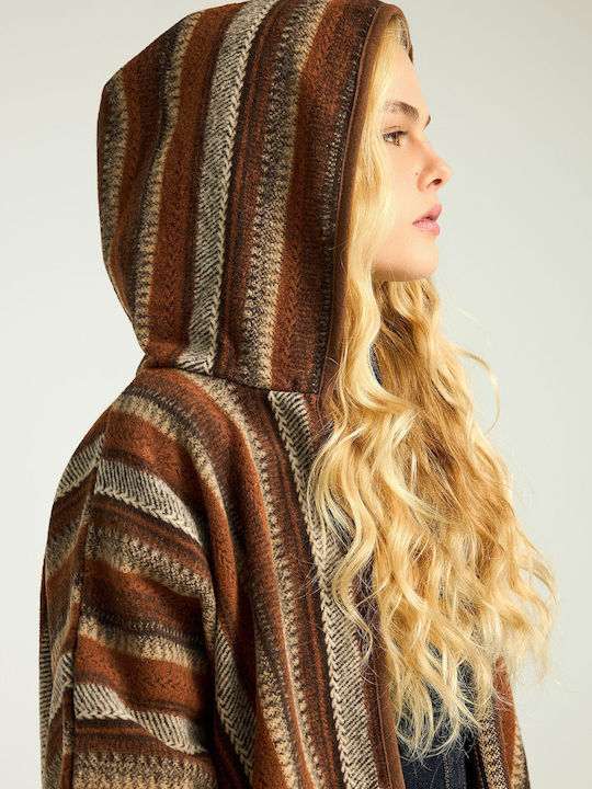Women's Brown Cape with Hood
