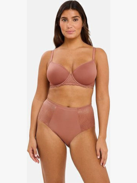 High-waisted Women's Slip with Lace Beige