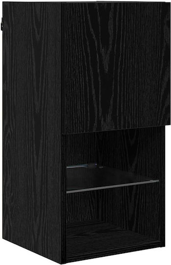 Hanging Living Room Cabinet Made of Particle Board with Lighting Black Beech 30.5x30x60cm