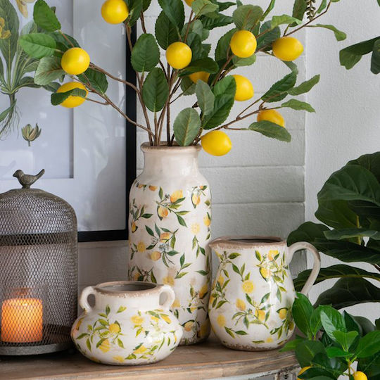 Artekko Decorative Vase Lemon White 20.5x13.2x20.5cm
