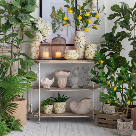 Artekko Decorative Vase Lemon White 20.5x13.2x20.5cm