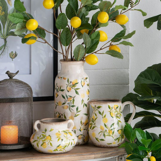 Artekko Διακοσμητικό Βάζο Κεραμικό Lemon Κίτρινο Φ20xΥ20cm