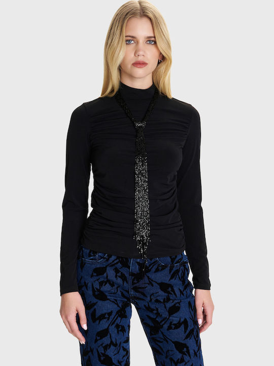 Damen Bluse Langärmelig Black