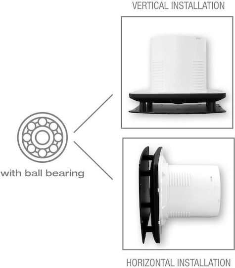 Commel Wall-mounted Ventilator Bathroom 100mm Black