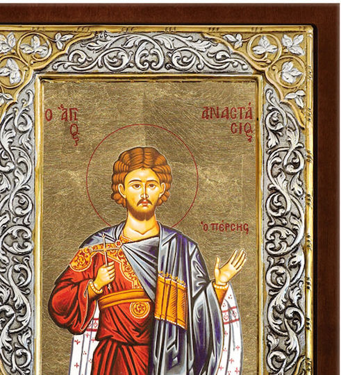 Heiligenikonen von Agios Anastasis Silberbild mit Siebdruck 26x20cm