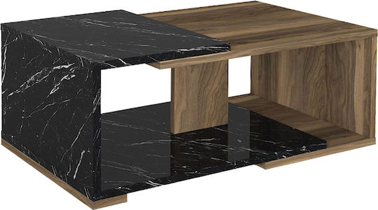Rectangular Central Coffee Table Mareta Black - Walnut W81.8xL50xH35cm