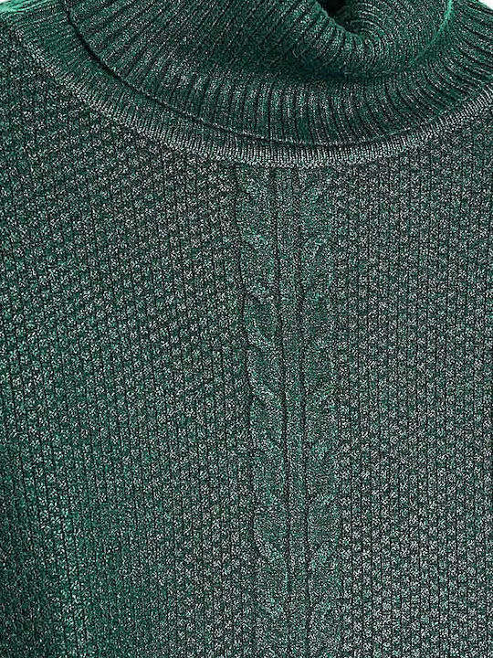 Bluza Damă Pulover Cu Guler Înalt Verde Chiparos
