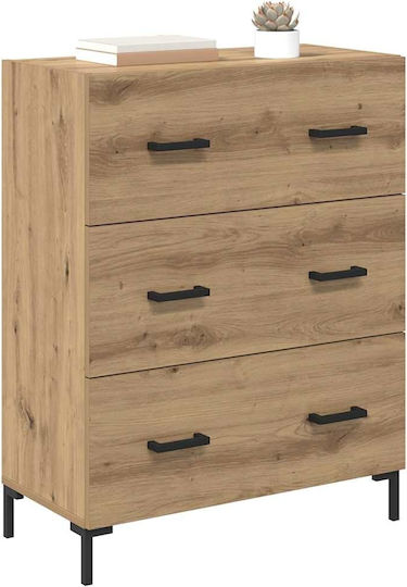 Wooden & Metallic Chest of Drawers Artisan Oak 69.5x34x90cm