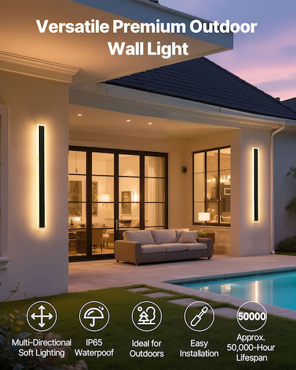 Vevor Wandmontiertes Lineares LED-Außenleuchte IP65 8W mit Warmweißem Licht Doppelstrahl 80x8x5cm