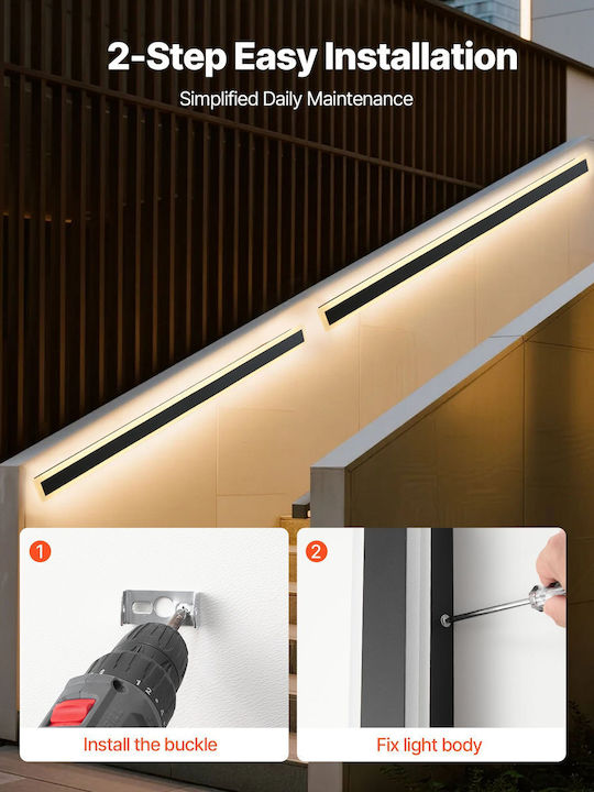 Vevor Wandmontiertes Lineares Beleuchtungsgerät LED IP65 12W mit Warmweißem Licht Doppelstrahl