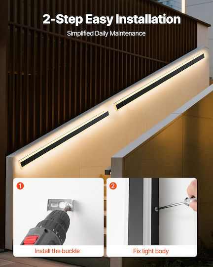 Vevor Wandmontiertes Lineares Beleuchtungsgerät LED IP65 12W mit Warmweißem Licht Doppelstrahl