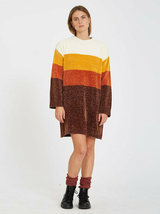 Rochie Mini Tricotată Maro