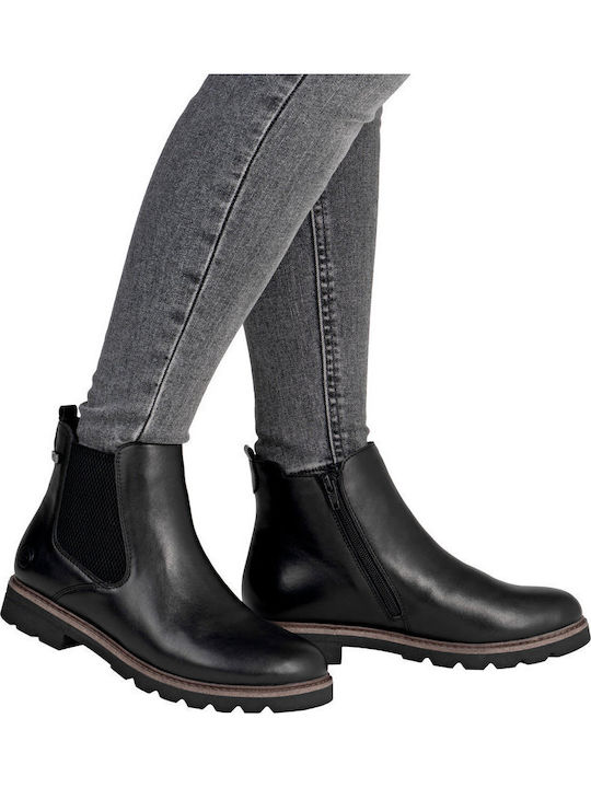 Leder Stiefeletten Damen Schwarz
