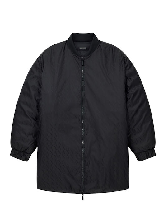 Women's Long Bomber Jacket Double Sided for Winter Black