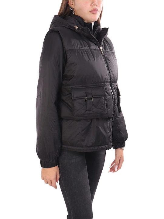 Damen Ärmellos Puffer Jacke für Winter Black