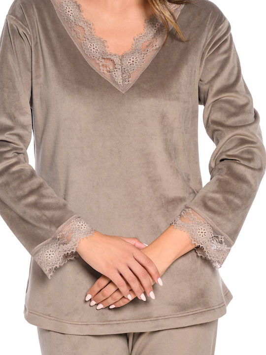 Clio Lingerie Winter Damen Pyjama-Set Cigar