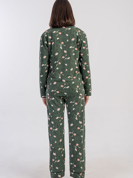 Vienetta Secret Winter Damen Pyjama-Set Green