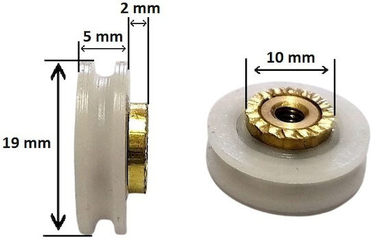 Cabin Shower Fork Roller 19mm Wm019 Cabin Shower Fork Roller 19mm Wm019