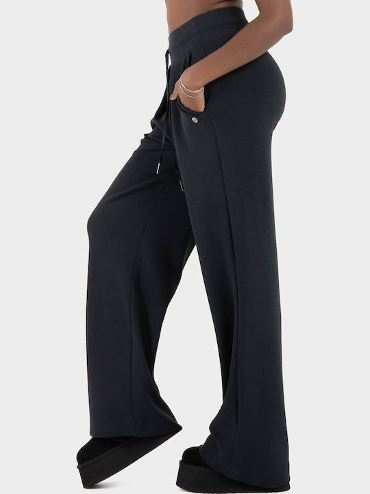 Women's Fabric Trousers in Palazzo Fit Black