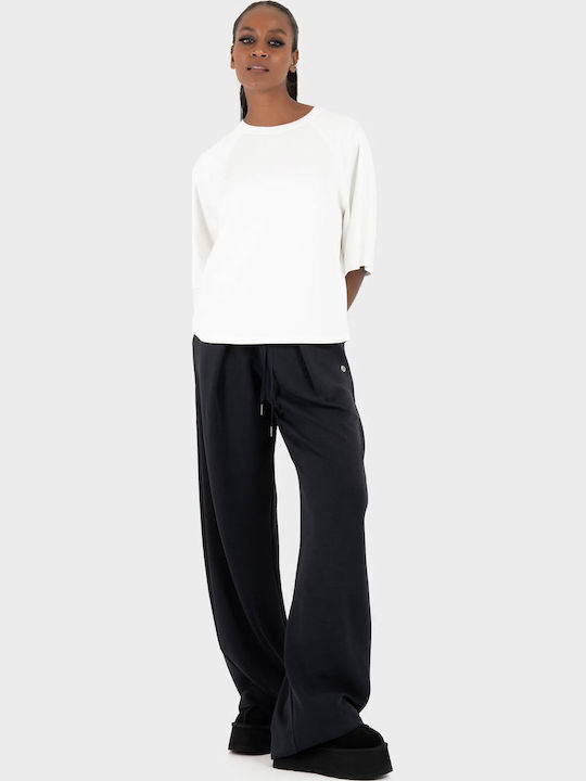 Women's Fabric Trousers in Palazzo Fit Black
