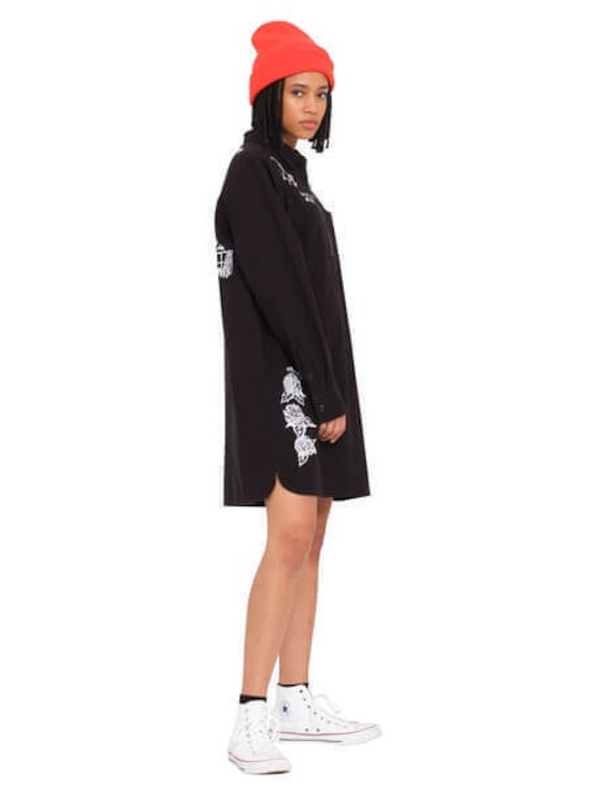 Mini Shirt Dress Dress Black