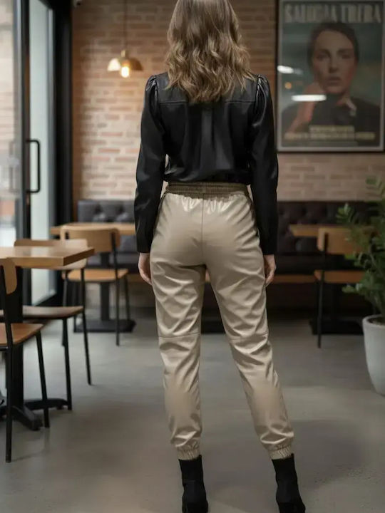Damen Black And Beige Set mit Hose mit Gummizug