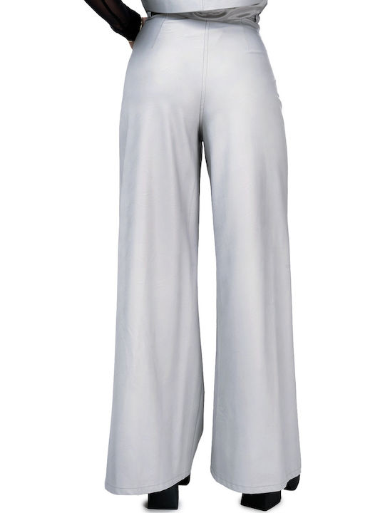 Moutaki Women's Fabric Palazzo Pants Light Grey