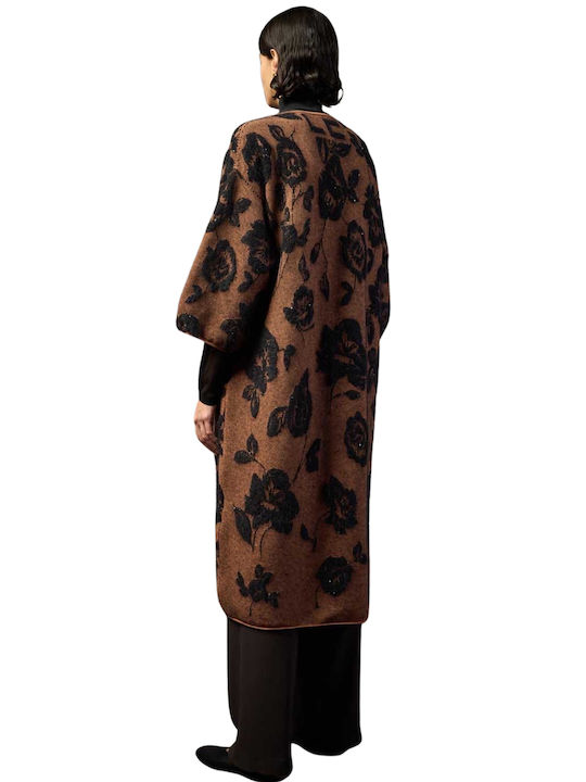 Wool Women's Brown Coat with Belt