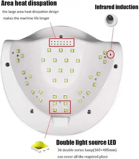 Professional Nail Polish Curing Lamp LED 72W White