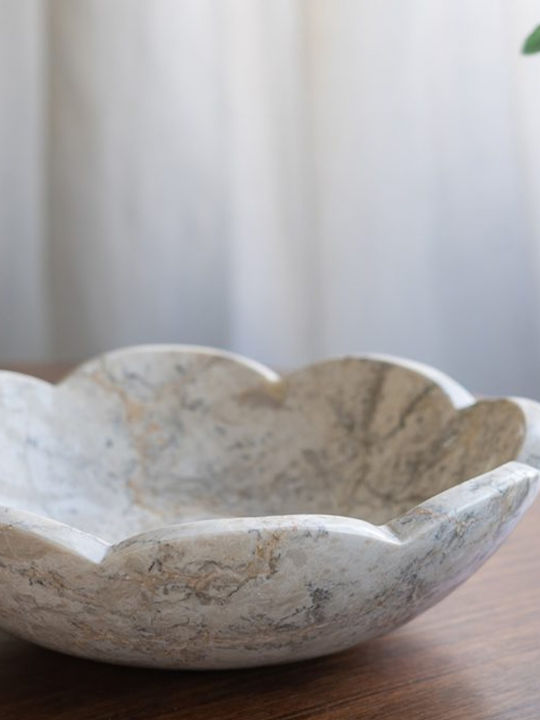 Artekko Διακοσμητικό Μπωλ Μαρμάρινο Μπεζ 25x25x7.5cm