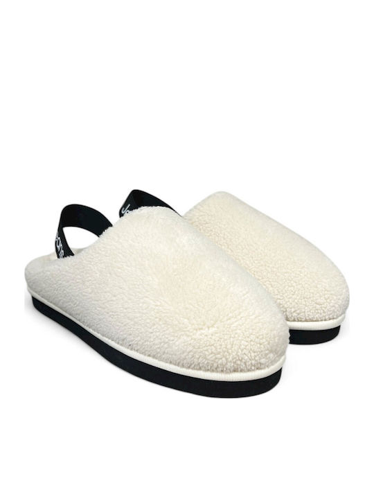 Women's Slippers with Fur White
