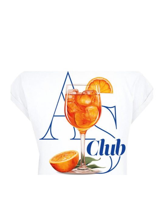 A S Club Tricou Pentru Femei Cu Umeri Extinși Alb