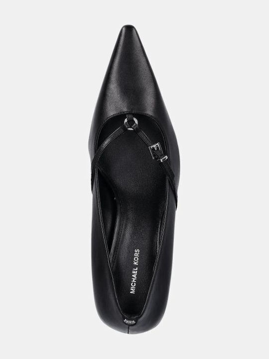 Leather Pointed Toe Black High Heels