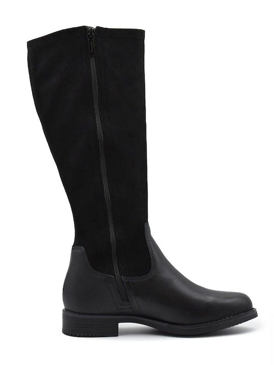 Leder Damenstiefel Schwarz