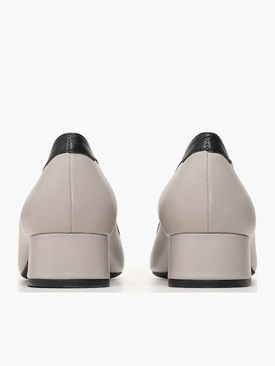 Leather Beige Heels with Strap