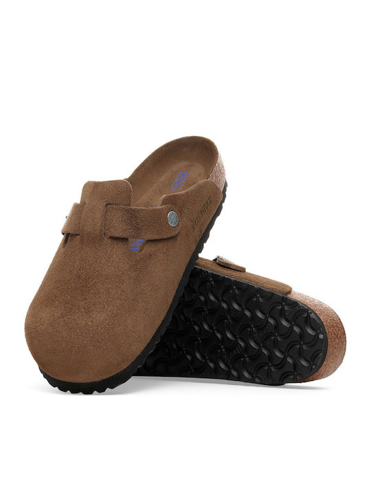 Δερμάτινες Χειμερινές Ανδρικές Παντόφλες Καφέ Narrow Fit