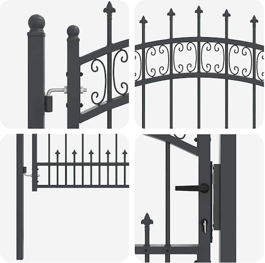 vidaXL Μεταλλική Πόρτα Φράχτη σε Γκρι Χρώμα 75cm x 1.03m