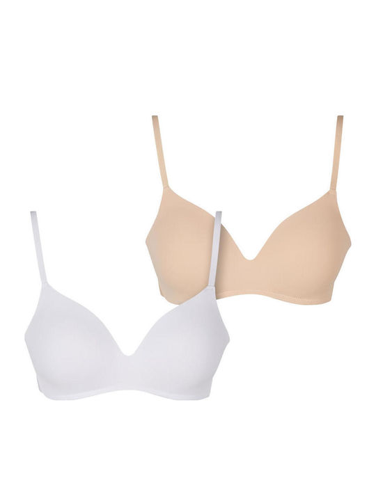 Ladies Basic Padded Bra 2-pack White+nude Ladies Basic Padded Bra 2-pack White+nude