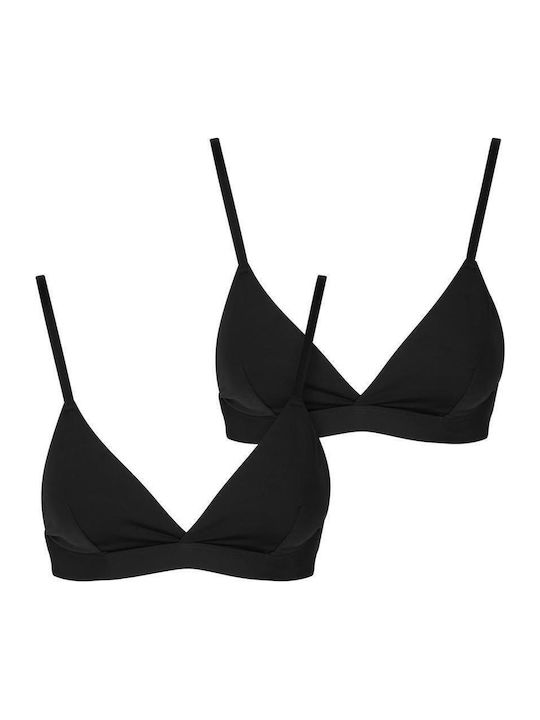 Ladies Basic Unpadded Bra 2-pack Black+black