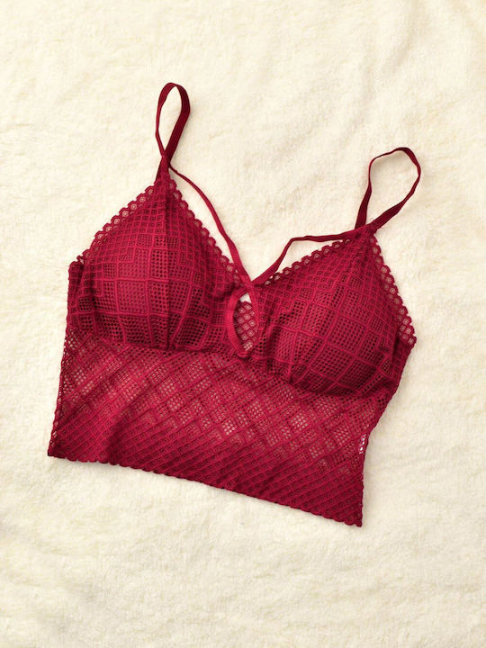 Γυναικείο Bralette Στρογγυλό Σχέδιο Στο Μπούστο Μπορντώ 8349