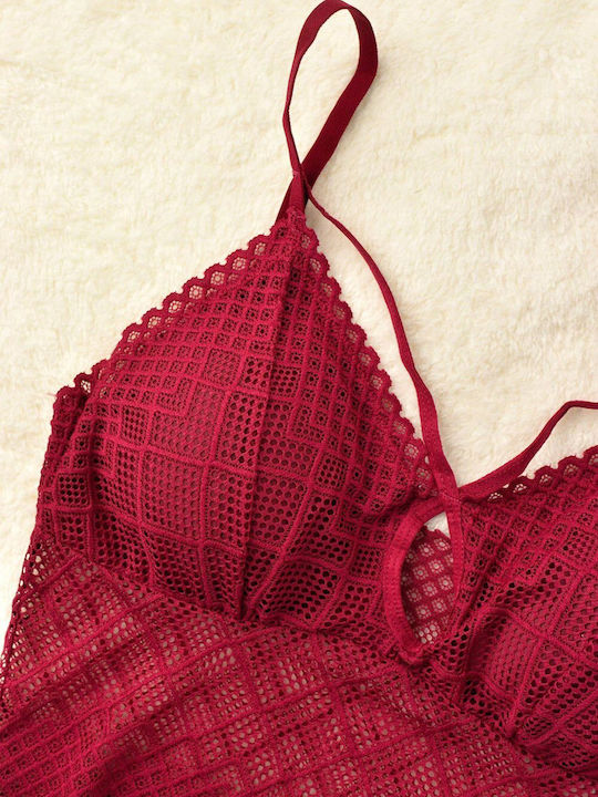 Γυναικείο Bralette Στρογγυλό Σχέδιο Στο Μπούστο Μπορντώ 8349