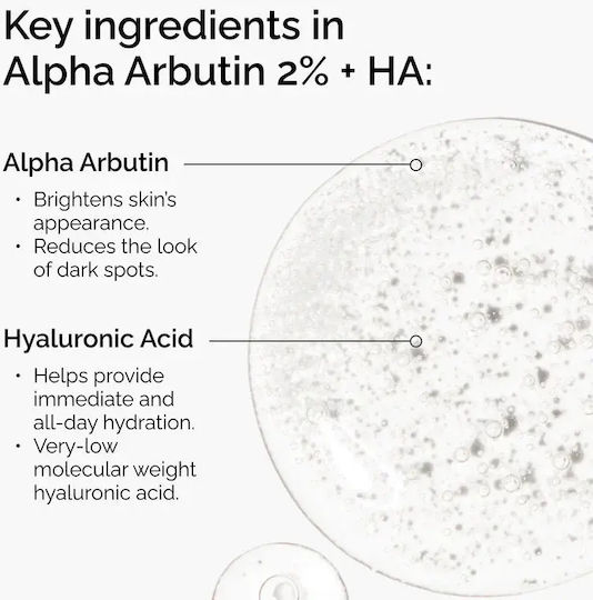 The Ordinary Ordinary Alpha Arbutin 2% Moisturizing Serum Face with Hyaluronic Acid for Radiance & Dark Spots 30ml