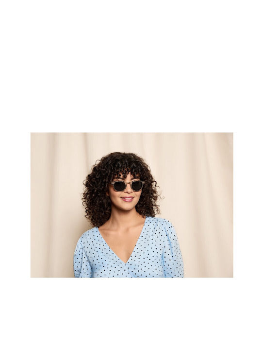 Sun C Unisex Sunglasses with Brown Plastic Frame and Gray Lens