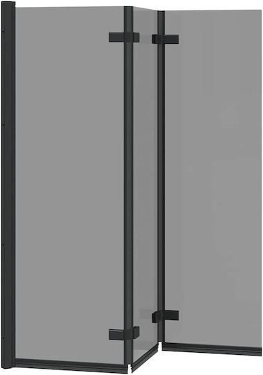 vidaXL Cabinet Duș cu Pliabil Ușă 130x138cm Dungi Negru