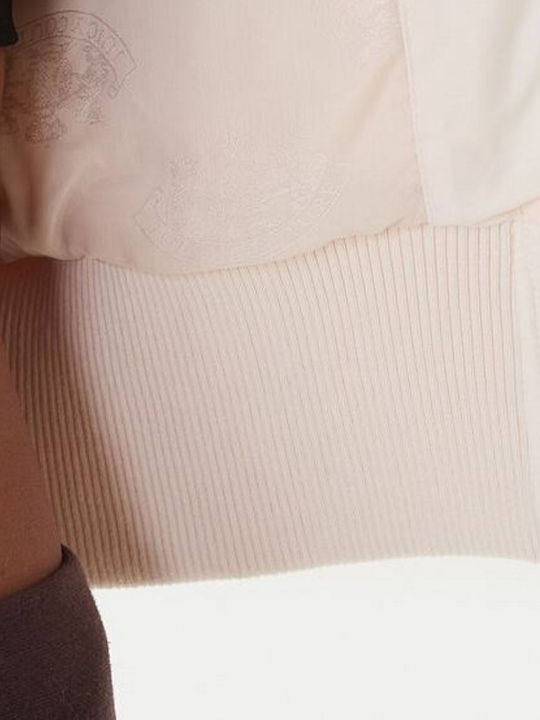 Κοντό Γυναικείο Puffer Μπουφάν για Χειμώνα Pink Champagne
