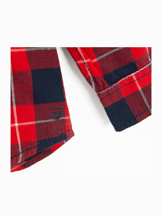 Kids Checked Shirt Long Sleeve Red