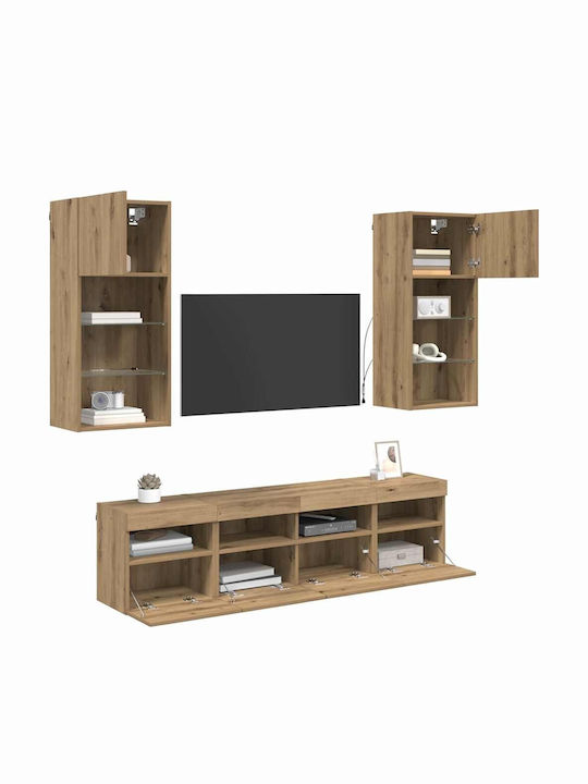 Wohnzimmer TV-Einheit Artisan Oak mit Beleuchtung L40.5xB30xH90cm